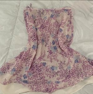 100% Silk ANN TAYLOR floral semi sheer midi skirt